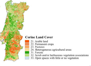 Map of land cover in Portugal