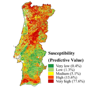 Map of fire-susceptibility in Portugal