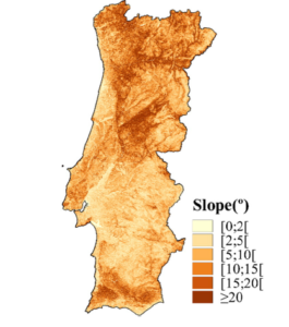 Map of slopes in Portugal